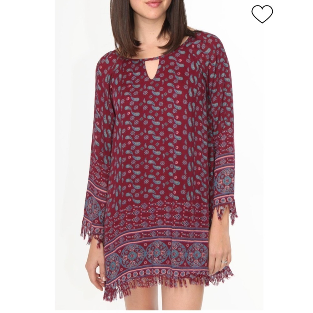 En Creme Boho Frayed Dress Size Large